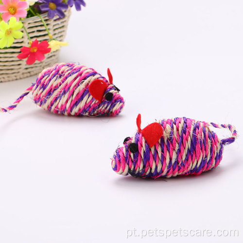 Brinquedos de gatos em forma de gato em forma de mouse de sisal fofos